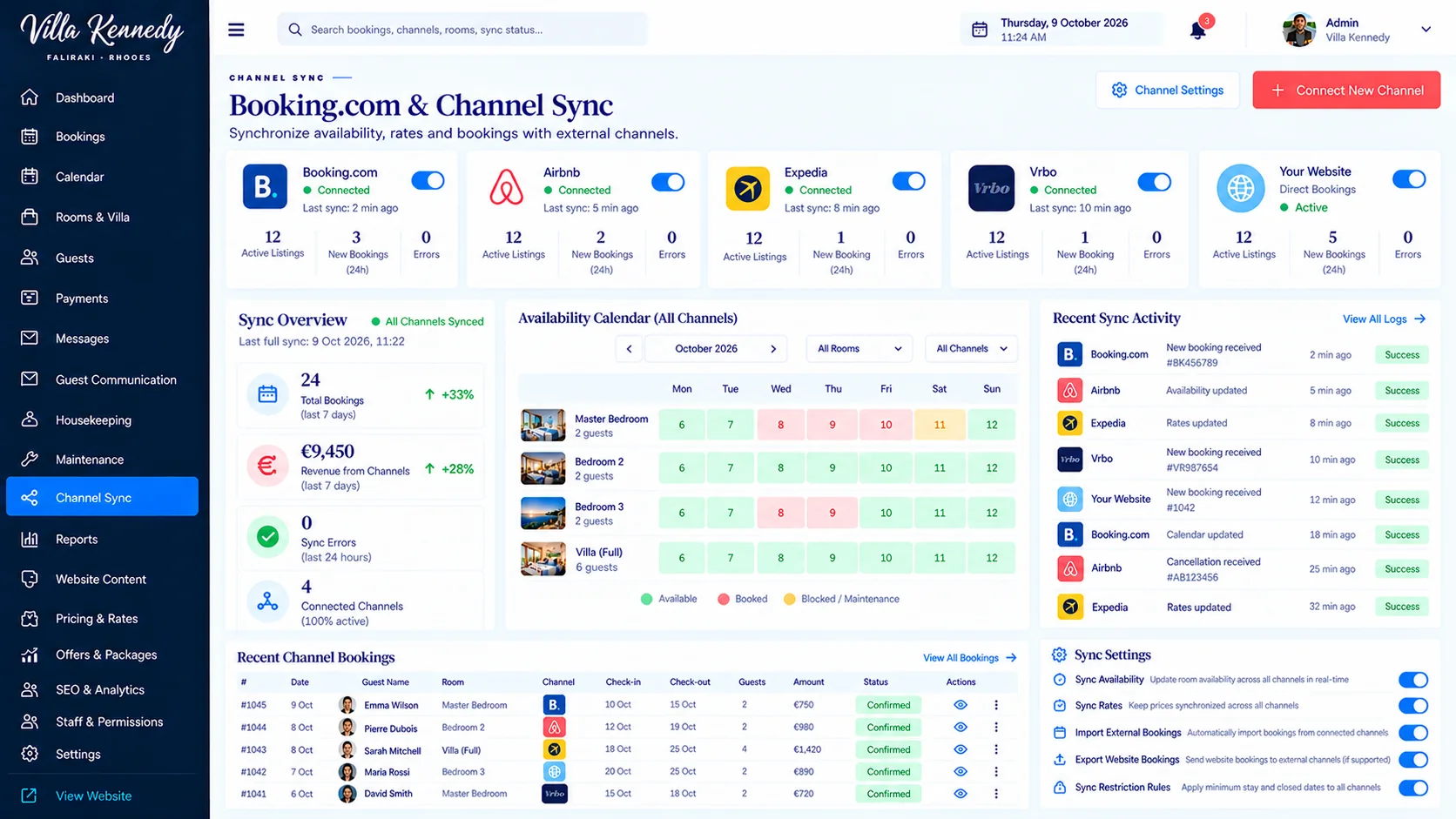 Channel Manager — σχεδιαστικό mockup