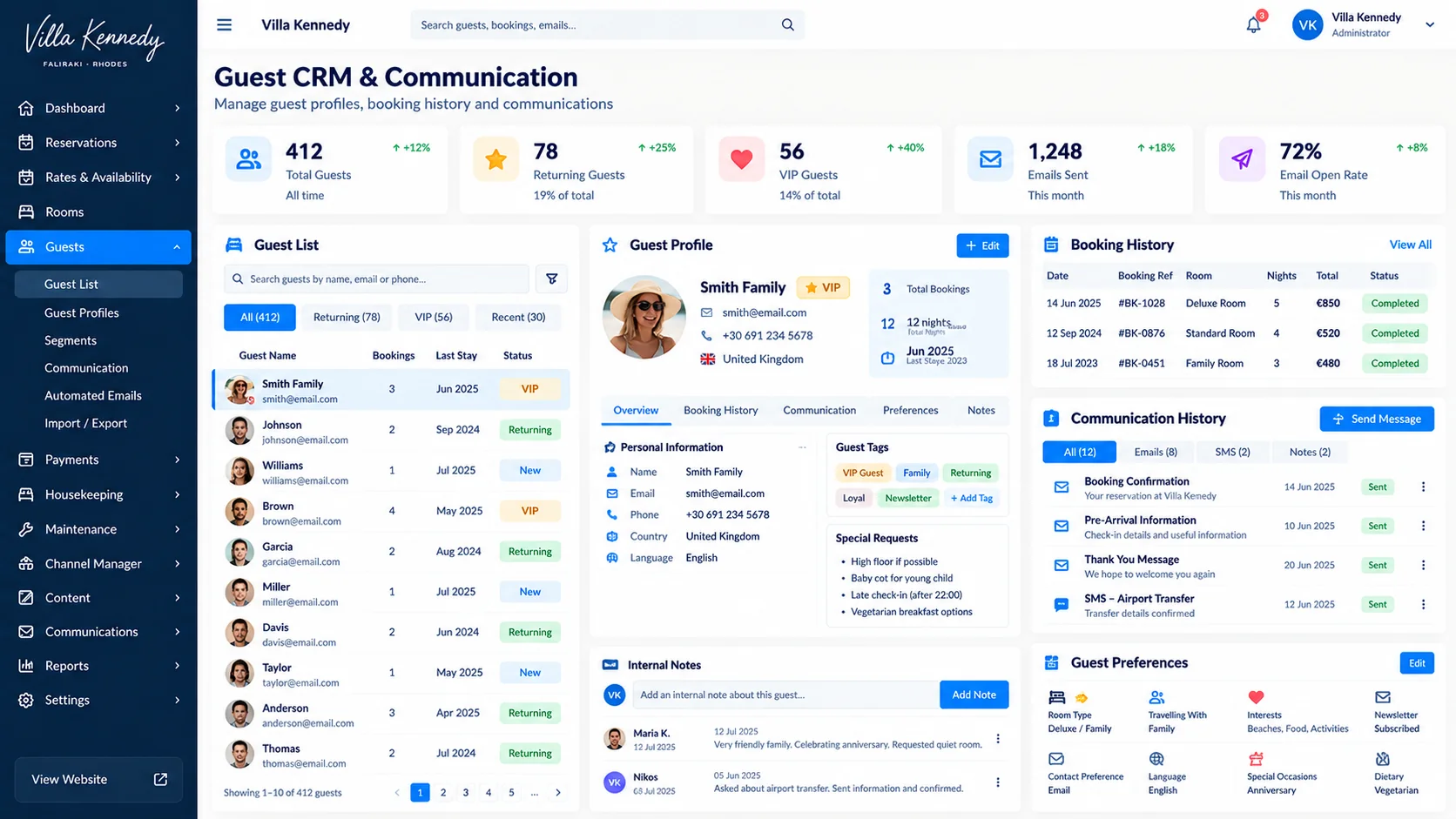 CRM επισκεπτών — σχεδιαστικό mockup