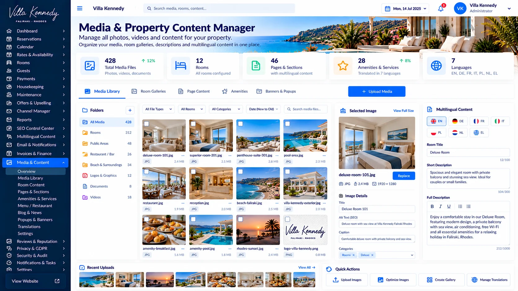 Media & Property Content Manager — σχεδιαστικό mockup